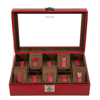 Cordoba Watch Case voor 10 horloges met lederen glazen deksel