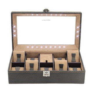LED Watch Suitcase Carbon 9 horloges