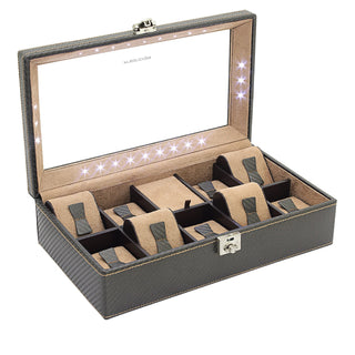 LED Watch Suitcase Carbon 9 horloges