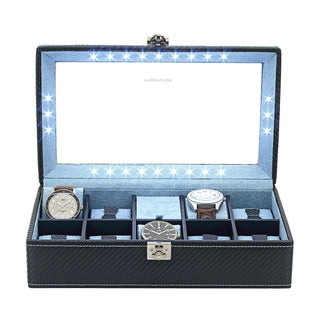 LED Watch Suitcase Carbon 9 horloges