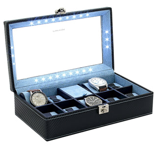 LED Watch Suitcase Carbon 9 horloges