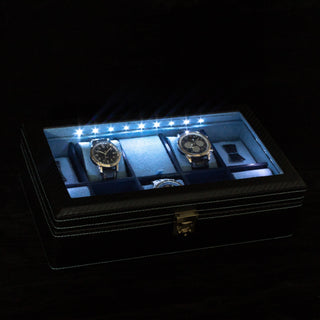 LED Watch Suitcase Carbon 9 horloges
