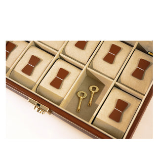 Caja de relojes de Córdoba para 10 relojes con tapa de vidrio de cuero