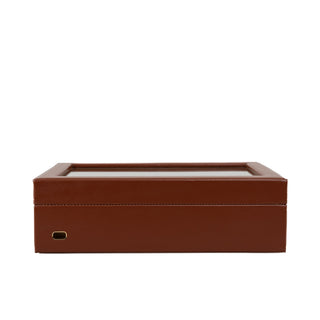 Caja de relojes de Córdoba para 10 relojes con tapa de vidrio de cuero