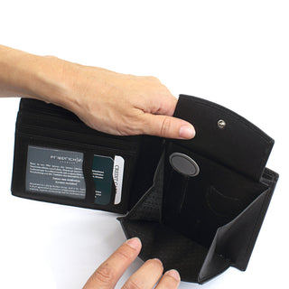 Cartera de piel con protección de escaneo RFID NFC Probada por TÜV