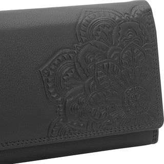 Geldbörse Mandala Leder mit RFID NFC Scanschutz TÜV geprüft