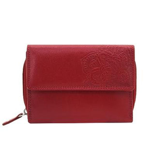 Mandala leather wallet with RFID NFC scan protection TÜV tested