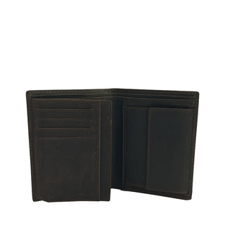 Portefeuilles staand en liggend formaat, vintage, in een display, leer, VE10