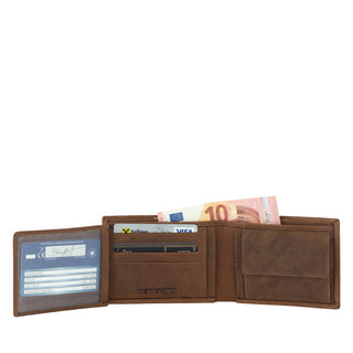 Vintage wallet, leather with RFID NFC scan protection TÜV tested