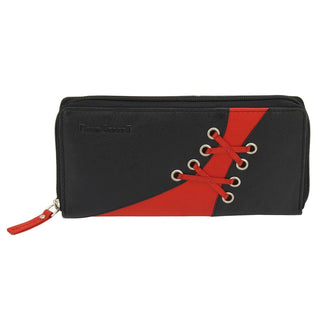 Long women's purse with contrast insert