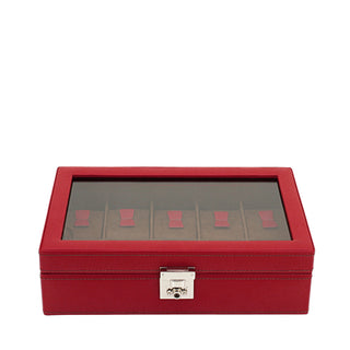 Caja de reloj Cordoba para 10 relojes con tapa de cuero y cristal