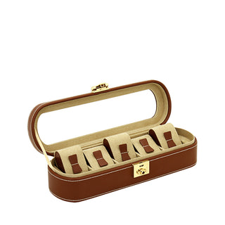Cordoba watch case for 5 watches with leather glass lid